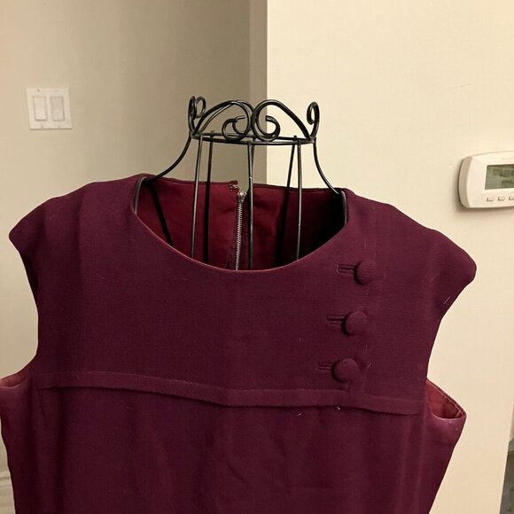 Vintage Burgundy Wool Dress - Picture 2 of 6
